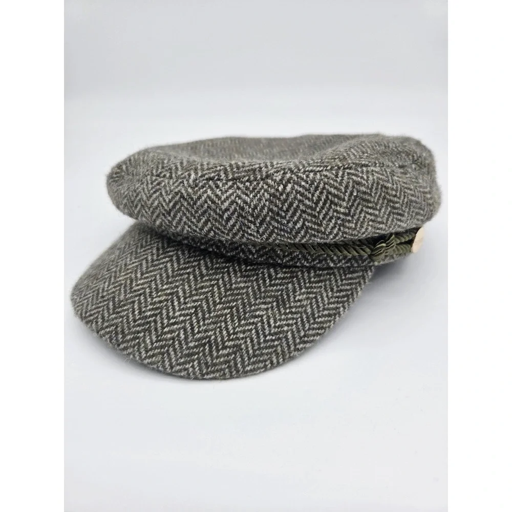 Trina Turk Womens Taylor Cap Tan Tweed Hat OS‎ Woven Twill Herringbone